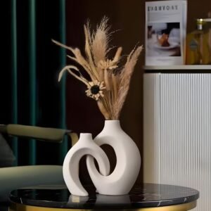 Set of 2 Nordic Modern Hollow Plastic Vases - Multiple Styles Available