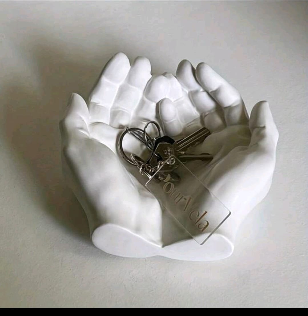 Collection Cupped Hands Sculpture Cement Wall Planter Pot - Image 3