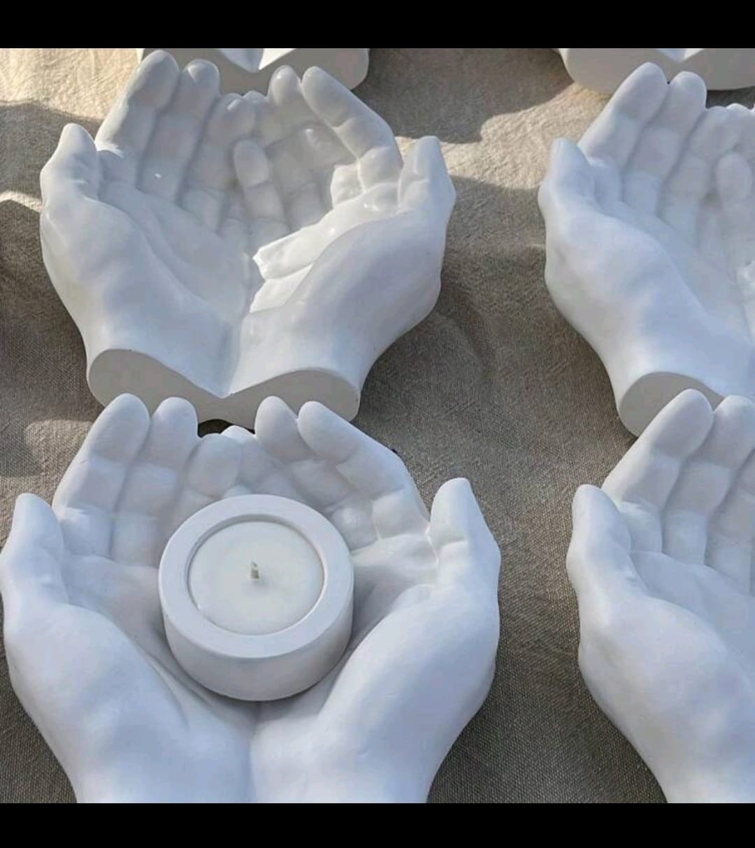 Collection Cupped Hands Sculpture Cement Wall Planter Pot - Image 4